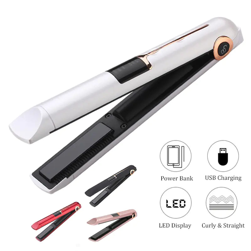 Fer à lisser et boucler portable rechargeable par USB
