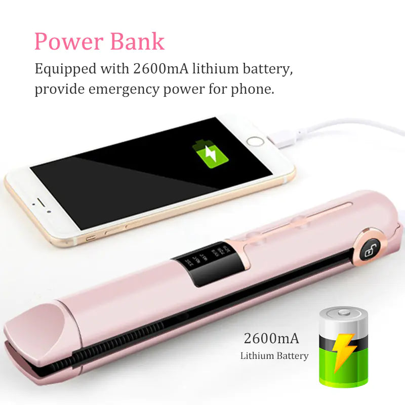Fer à lisser et boucler portable rechargeable par USB